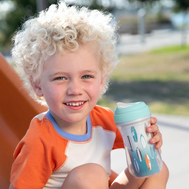 Chicco Double-Wall Insulated Sippy Cup with Bite-Proof Rim Spout and Spill-Free Lid 9oz. | Top-Rack Dishwasher Safe | Easy to Hold Ergonomic Indents | Ocean Print/Surf, 2pk | 12+ months - Image 2